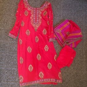 Hot Pink/Hot Orange Indian Suit